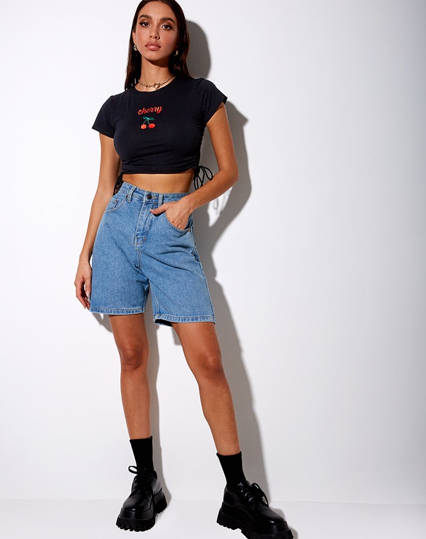 Immagine di Doga Crop Top in nero Cherry Embro