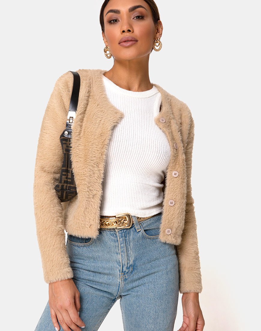Cardigan Doma in maglia cammello