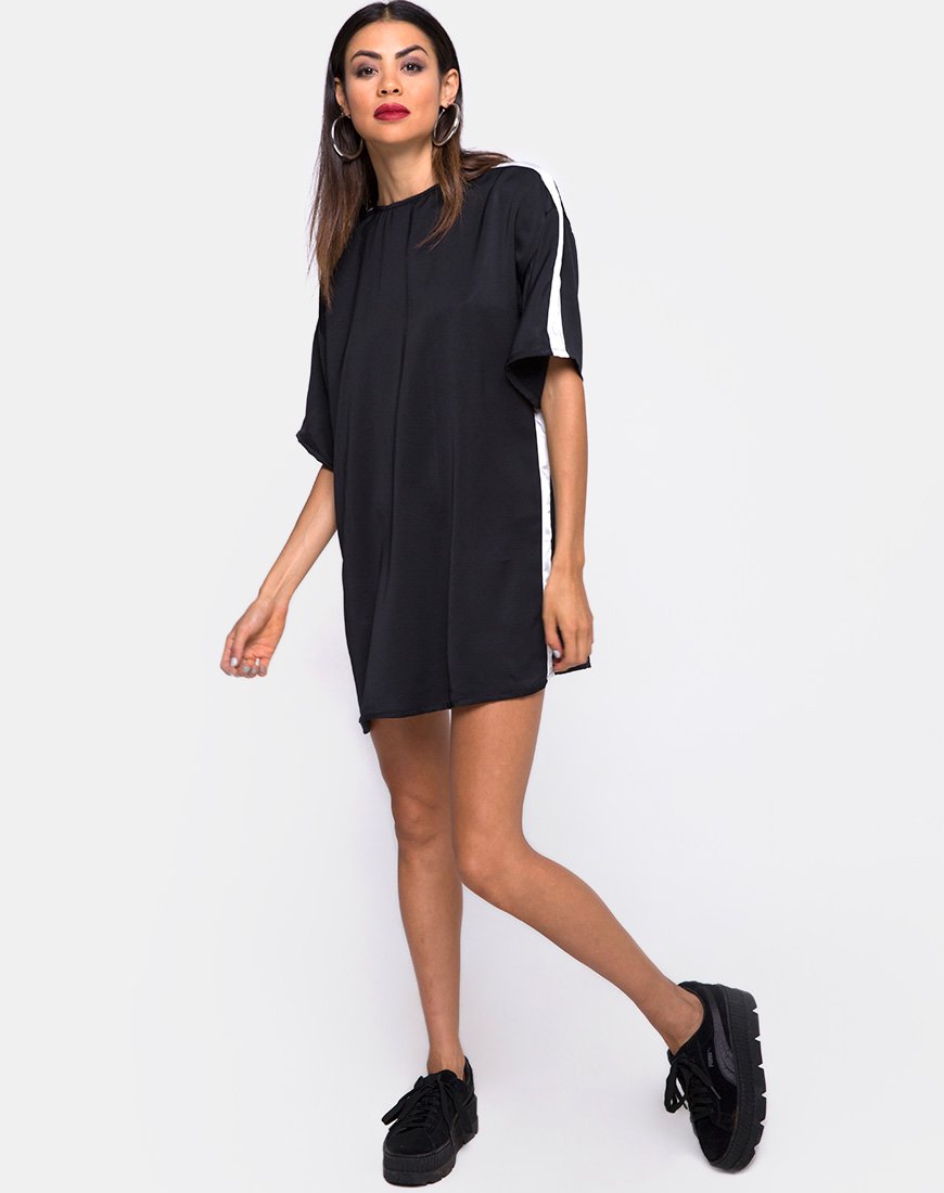 Immagine di Dore T-Shirt Dress nero a righe avorio