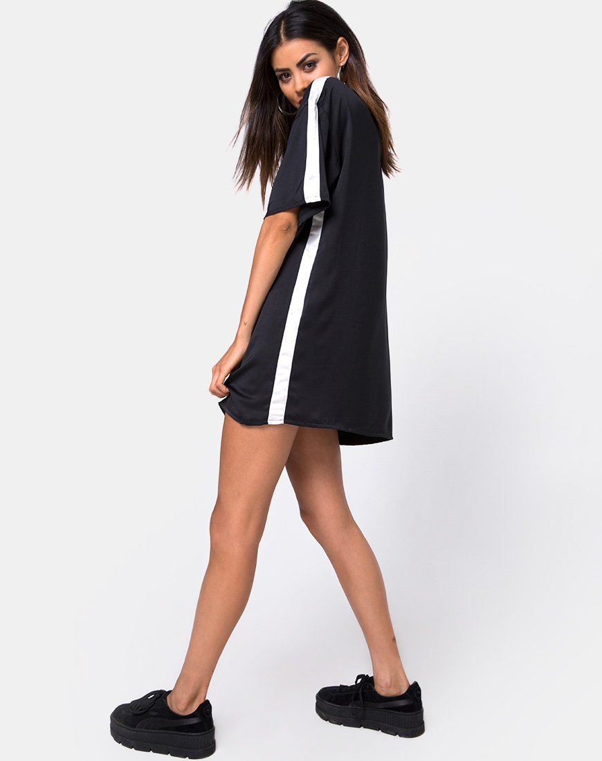 Immagine di Dore T-Shirt Dress nero a righe avorio