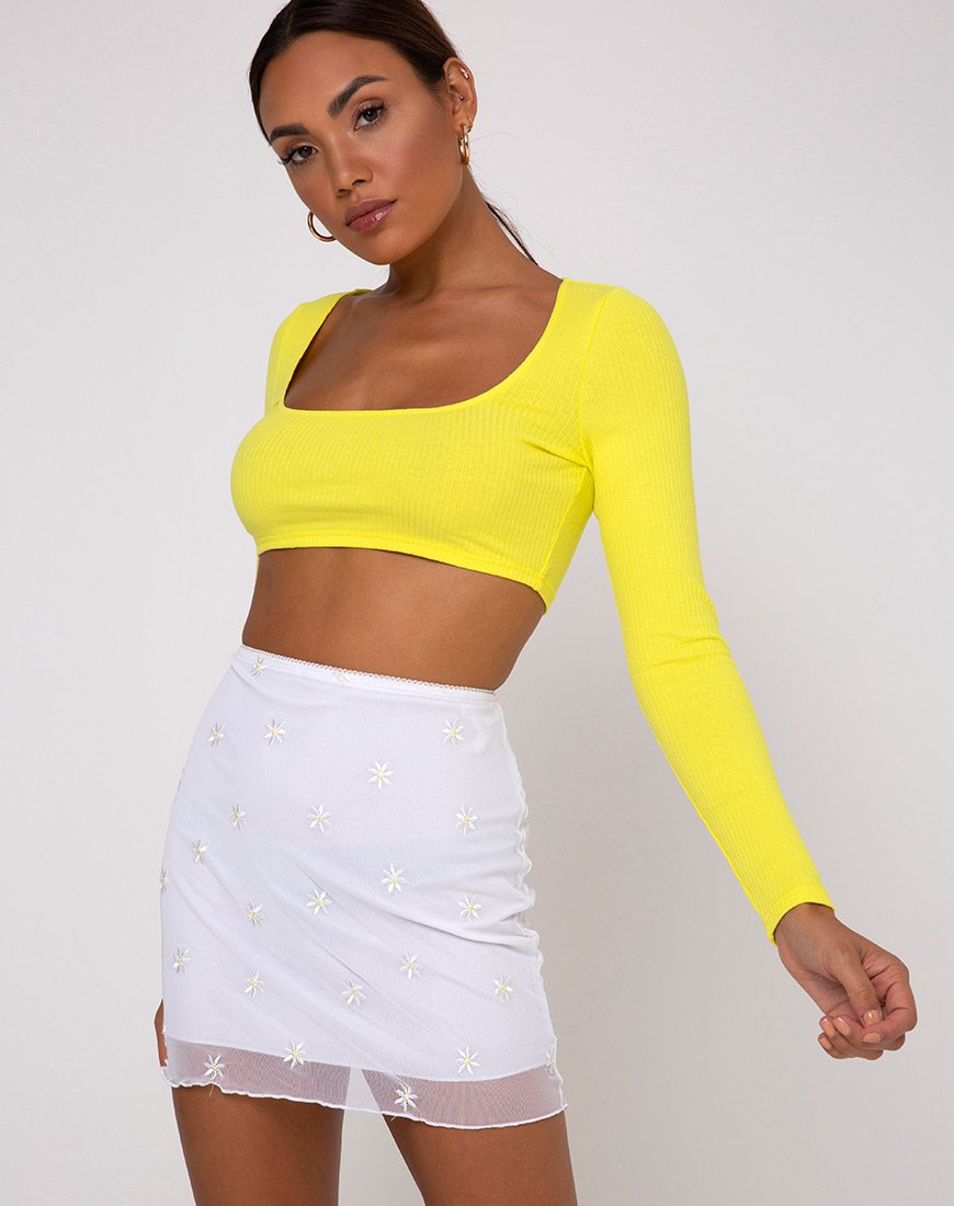 Immagine di Drea Crop Top a coste giallo sole