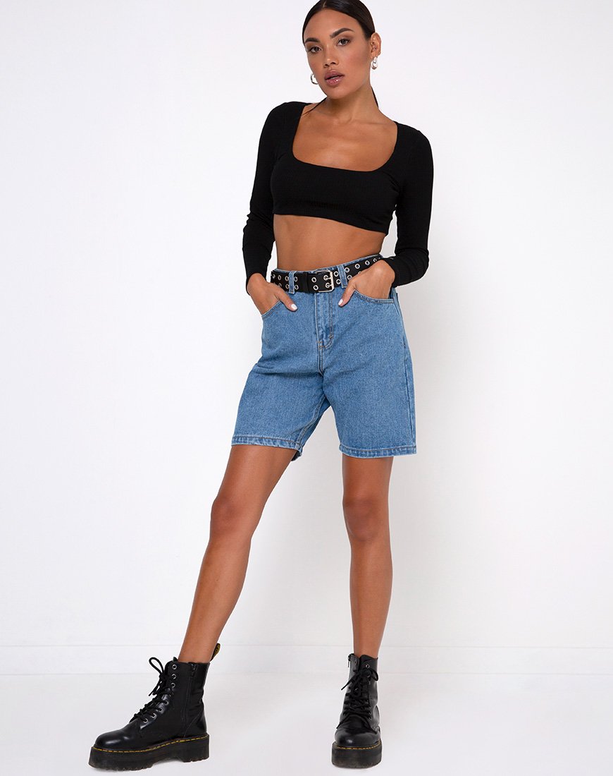 Immagine di Drea Crop Top a costine nero