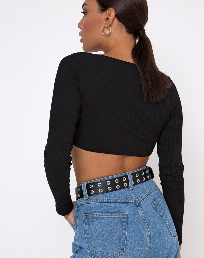 Drea Crop Top a coste nero