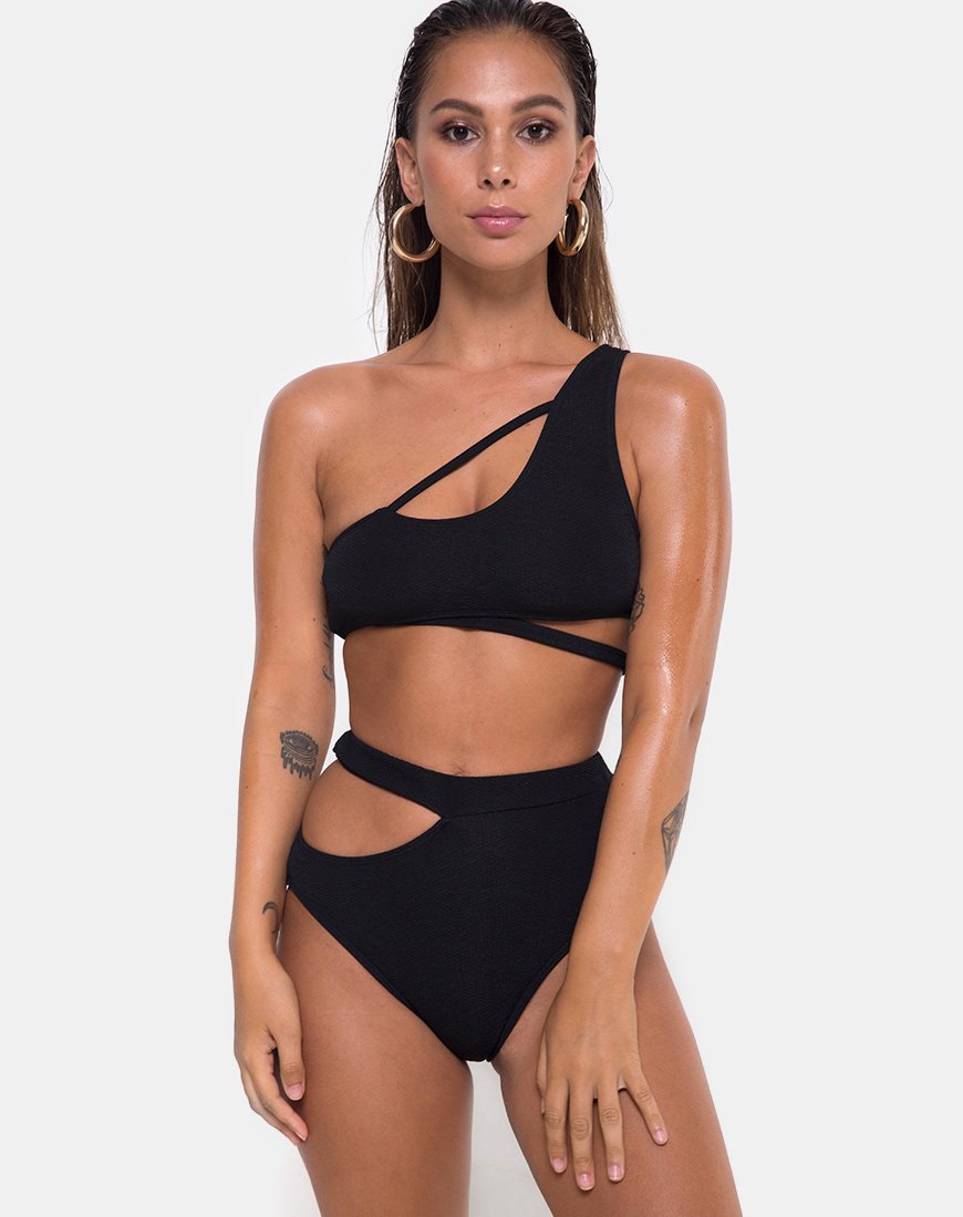Immagine di Dreama Bikini Bottom in nero testurizzato