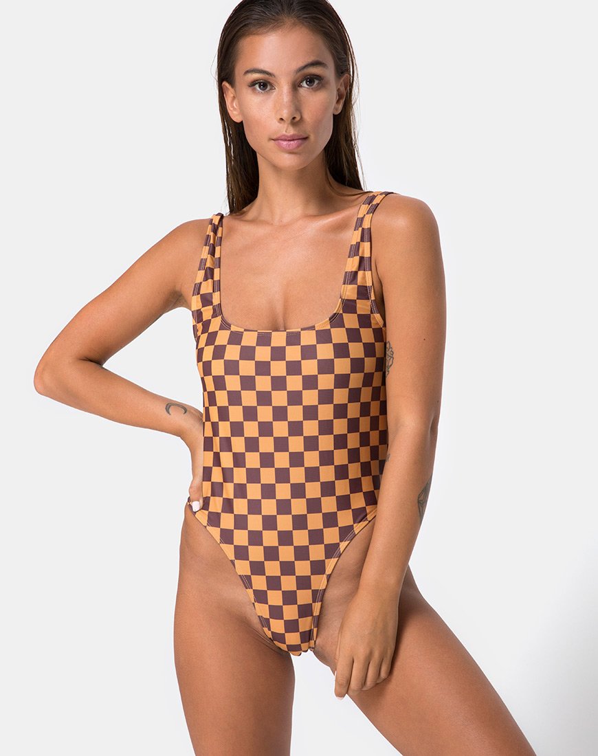 Costume da bagno Drela in Mocha Checker