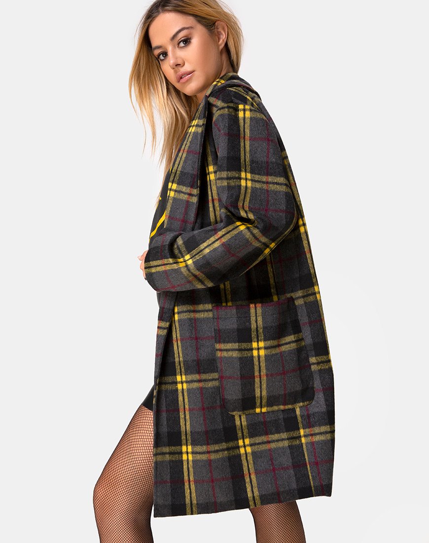Cappotto a quadri giallo marrone