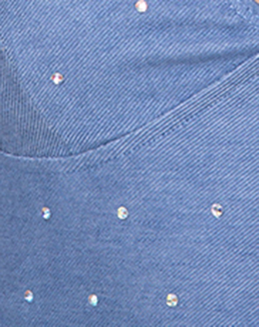 Immagine di Dyla Crop Top in Denim Blu Hot Fix