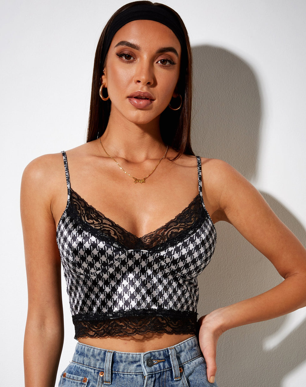 Dyrana Crop Top in Dogtooth diagonale
