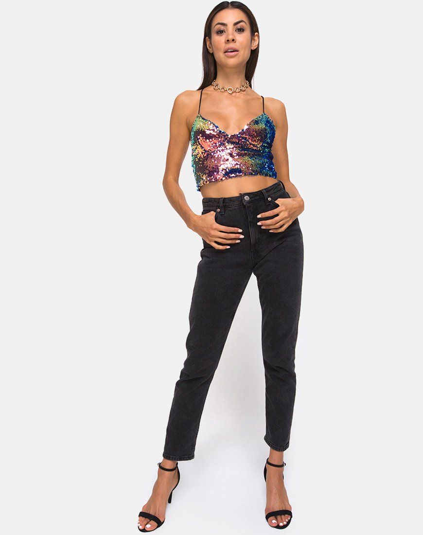 Immagine di Dyrilla Cropped Bralet in Dragon Fruit Sequin