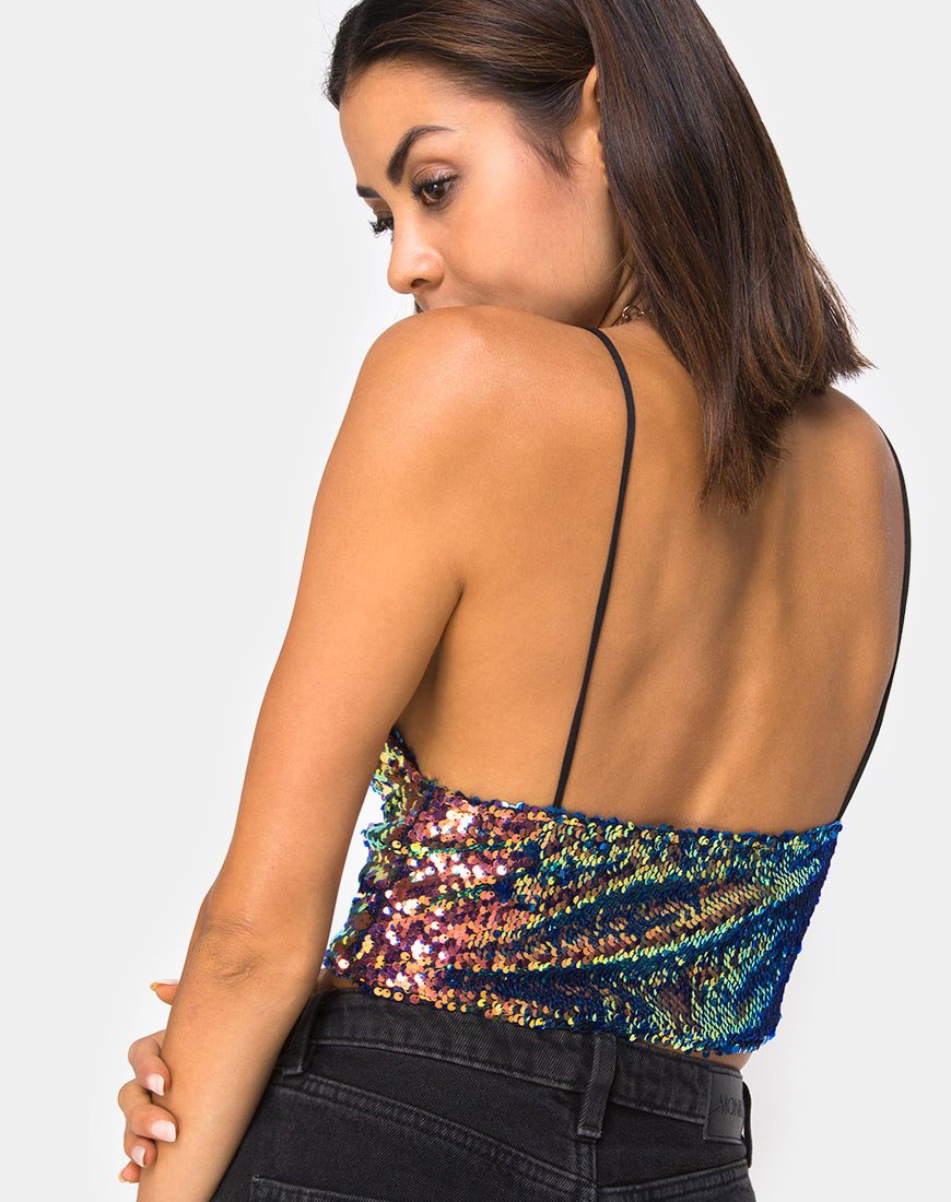 Immagine di Dyrilla Cropped Bralet in Dragon Fruit Sequin