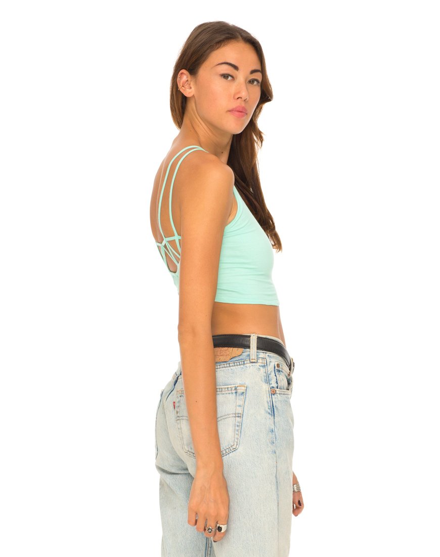 Motel Early Crop Top con spalline in menta