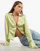 immagine della camicia MOTEL X JACQUIE Edzia in raso verde nilo