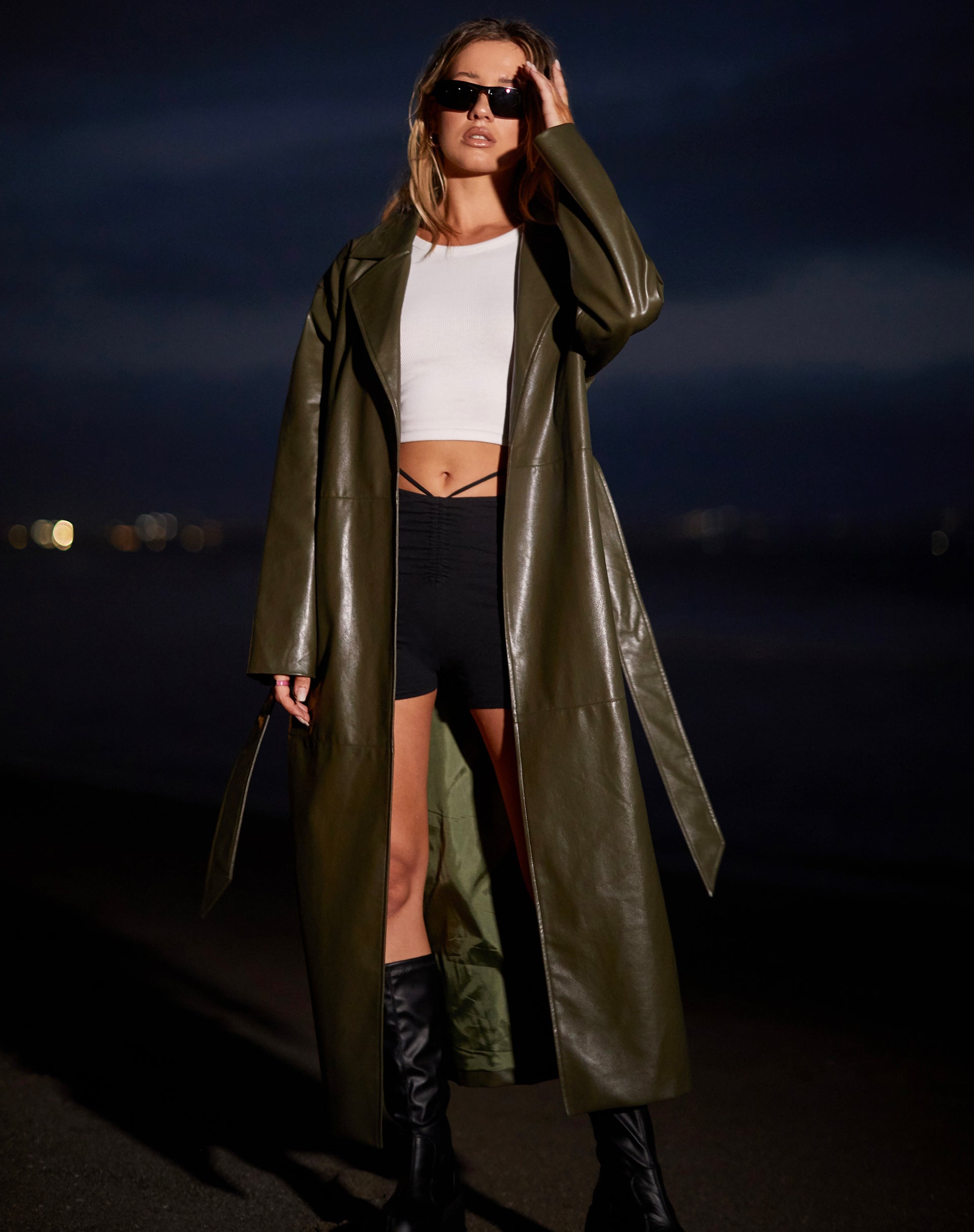 Immagine di Ejo Trench Coat in PU Dark Olive