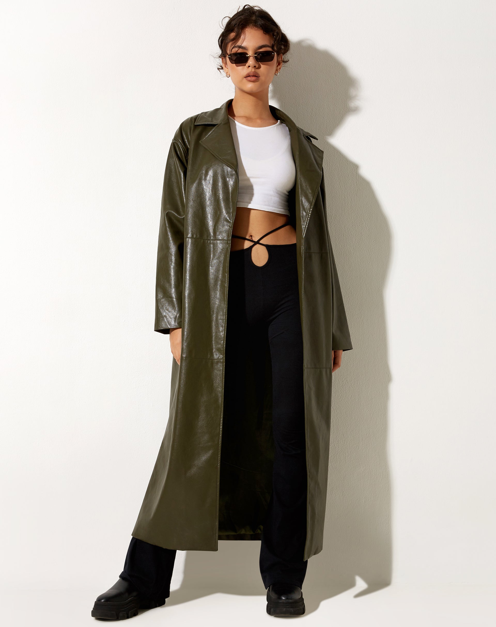Immagine di Ejo Trench Coat in PU Dark Olive
