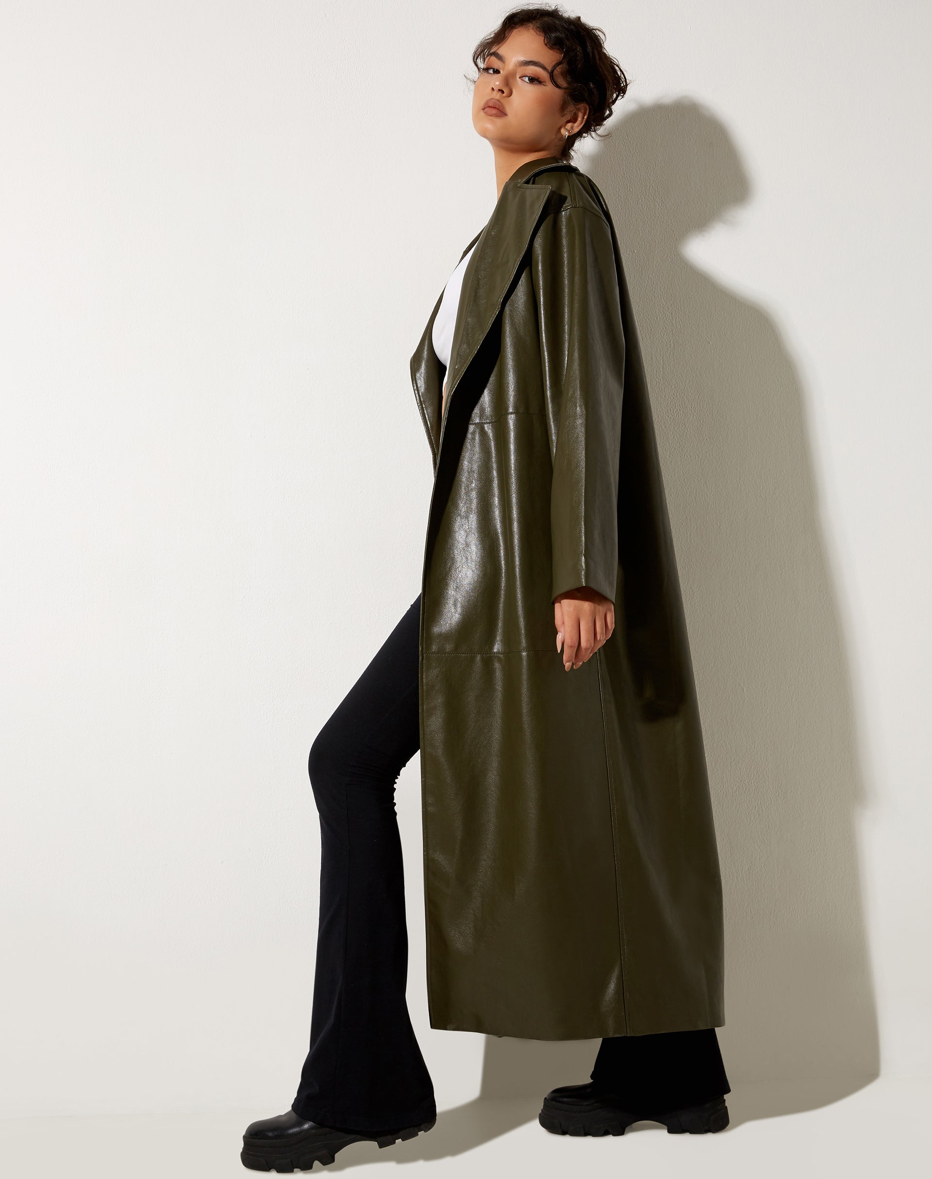 Immagine di Ejo Trench Coat in PU Dark Olive