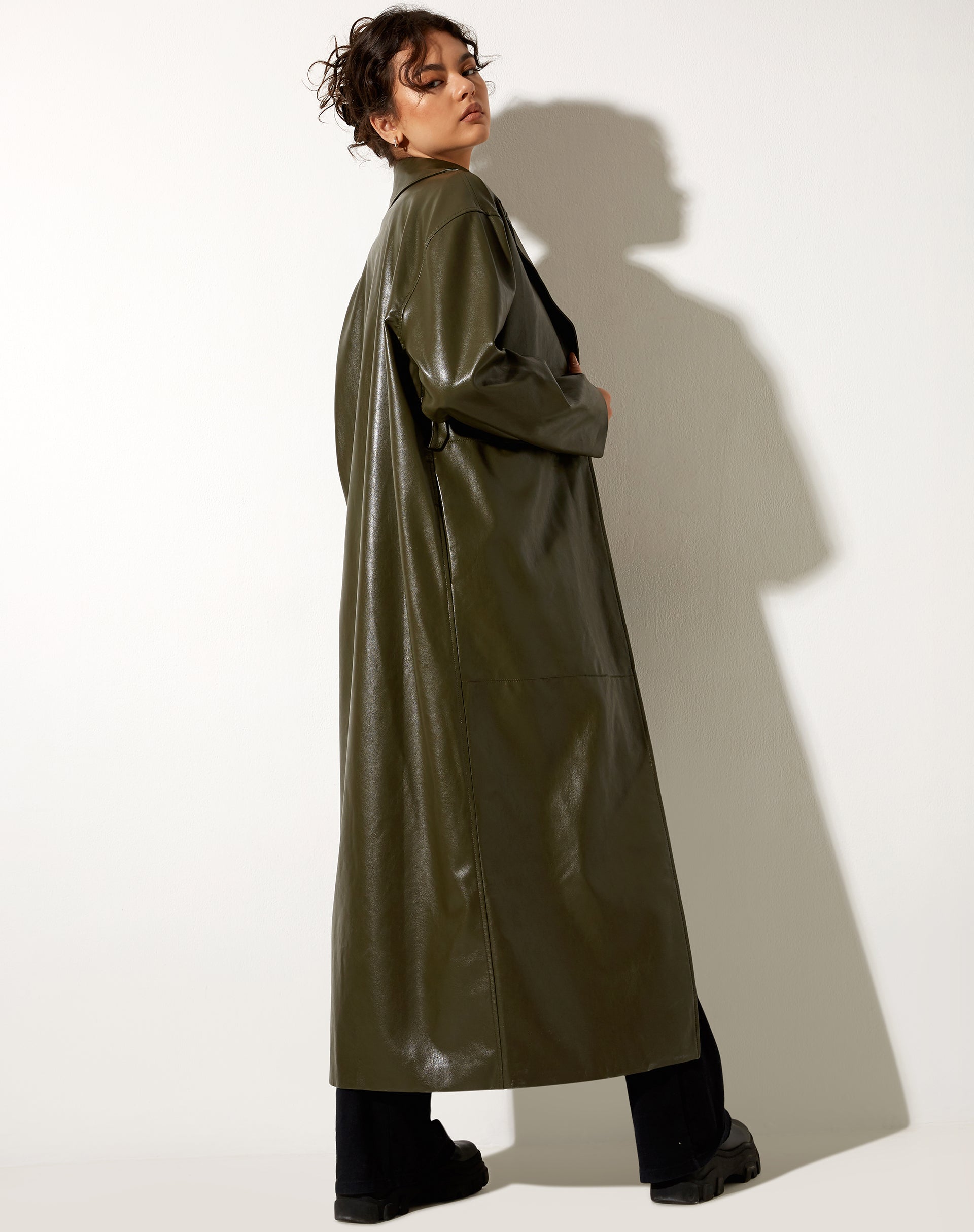 Immagine di Ejo Trench Coat in PU Dark Olive