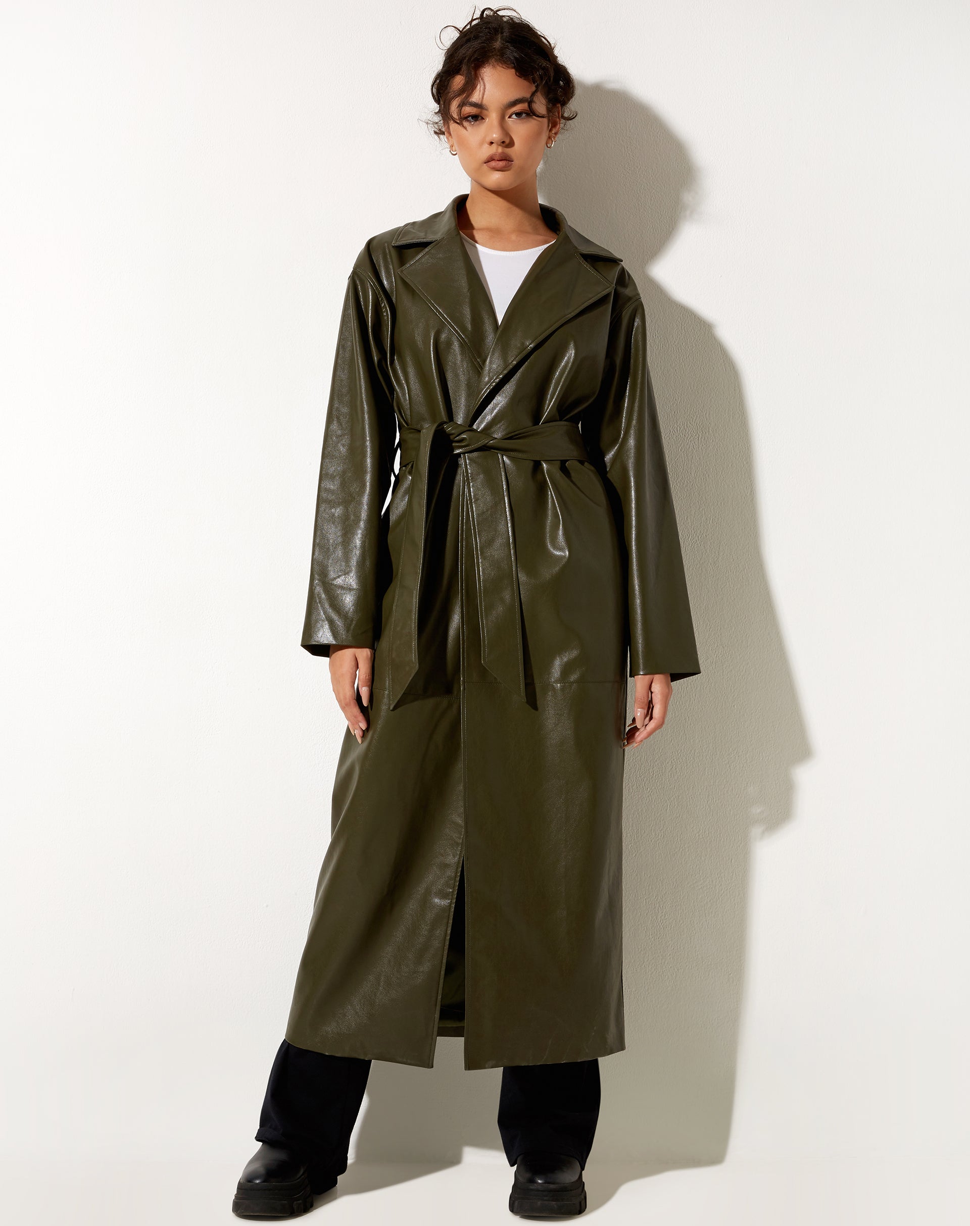 Immagine di Ejo Trench Coat in PU Dark Olive