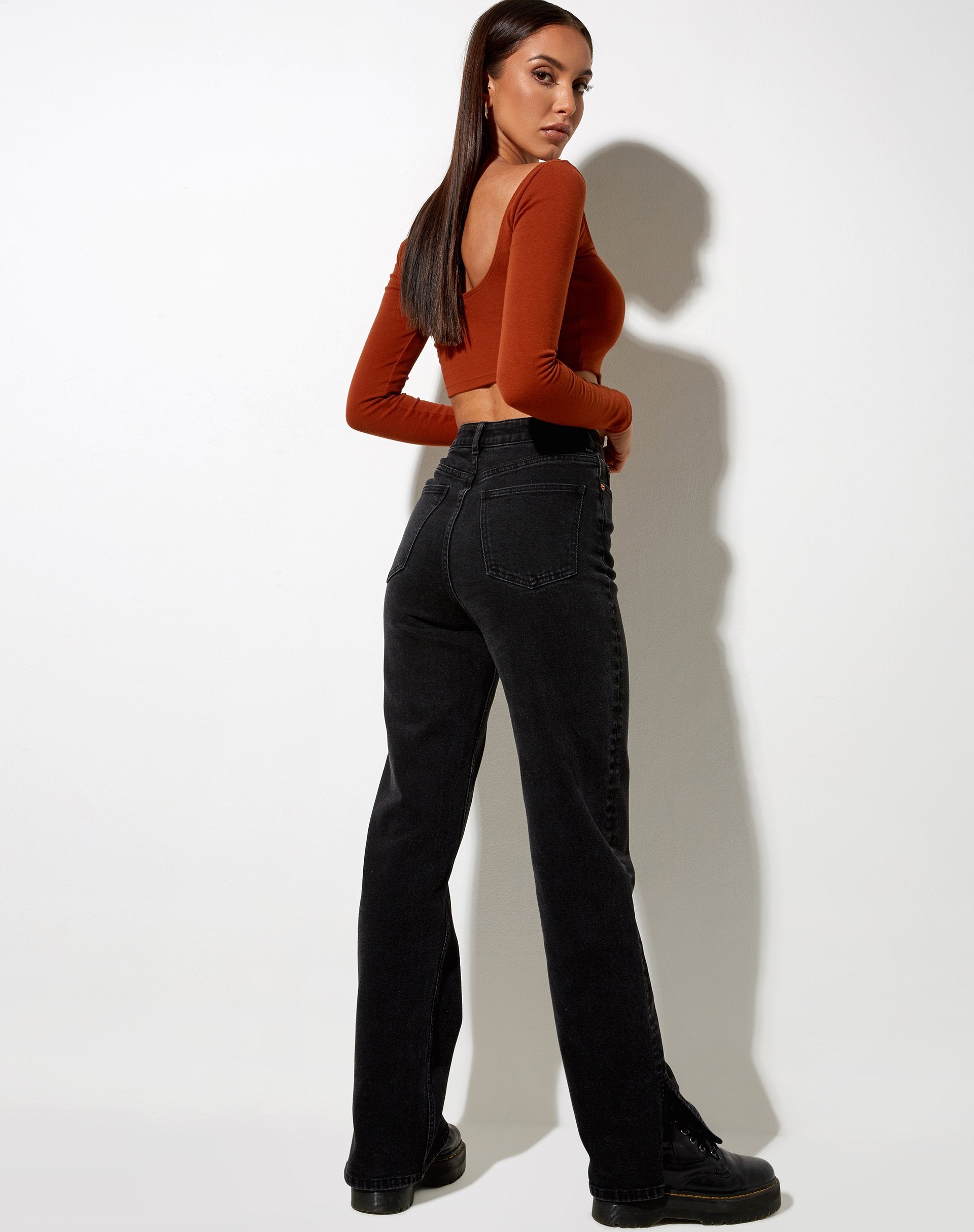 Immagine di Elcaca Crop Top in Rib Bombay Brown