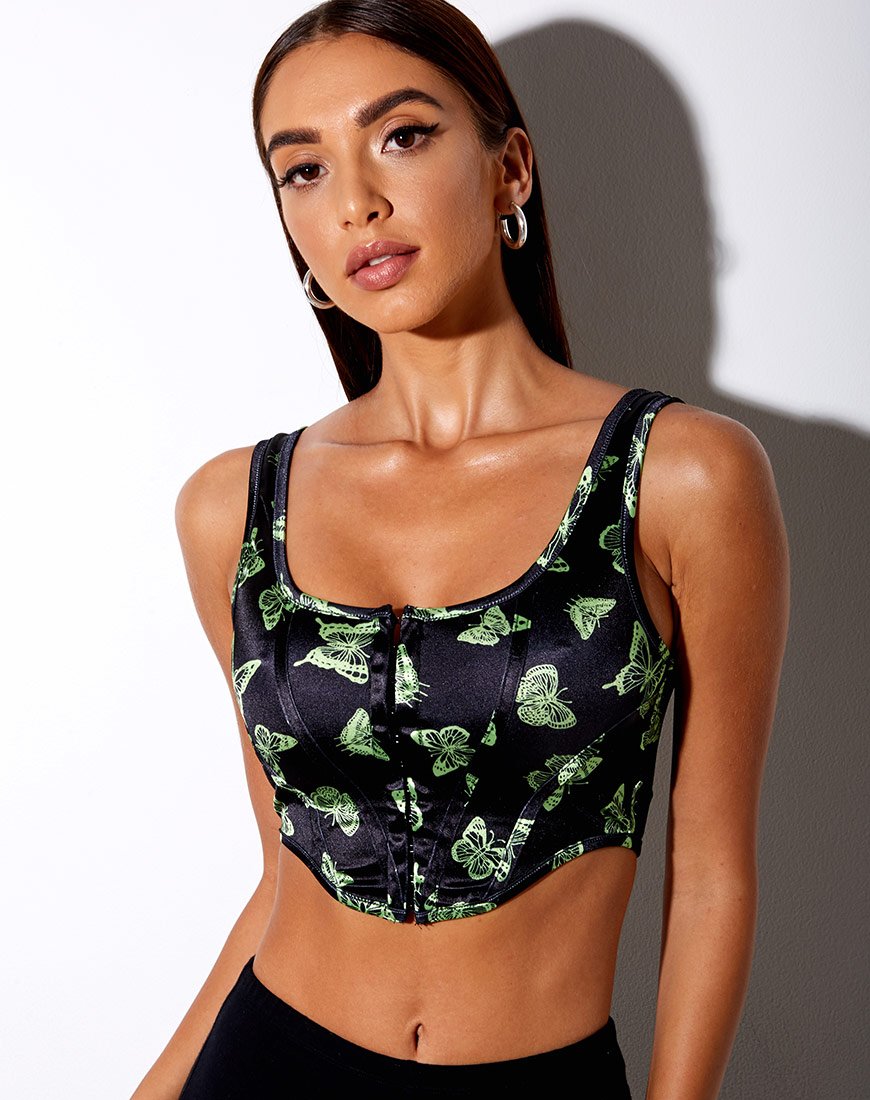 Top corsetto Elci in nero Butterfly Lime
