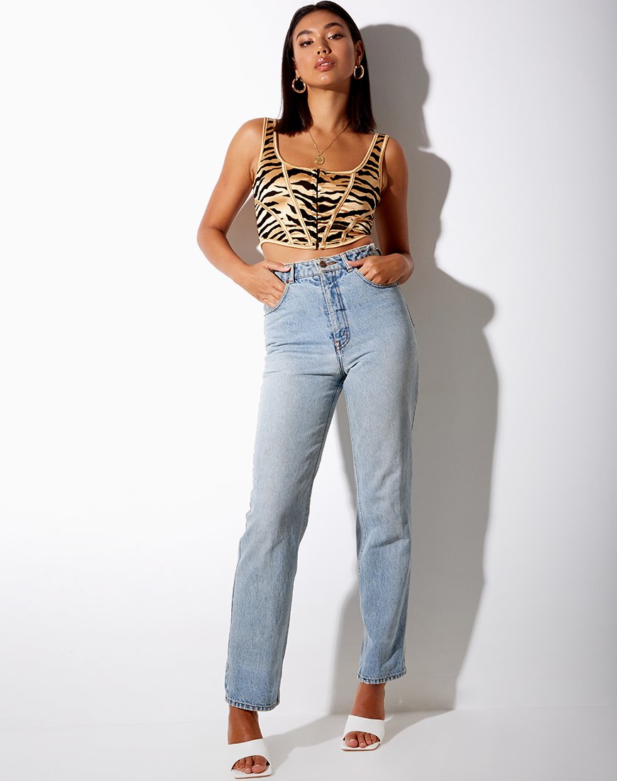 Immagine di Elci - Top corsetto in oro tigrato