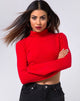 Immagine di Elena Crop Top in maglia a coste rosso