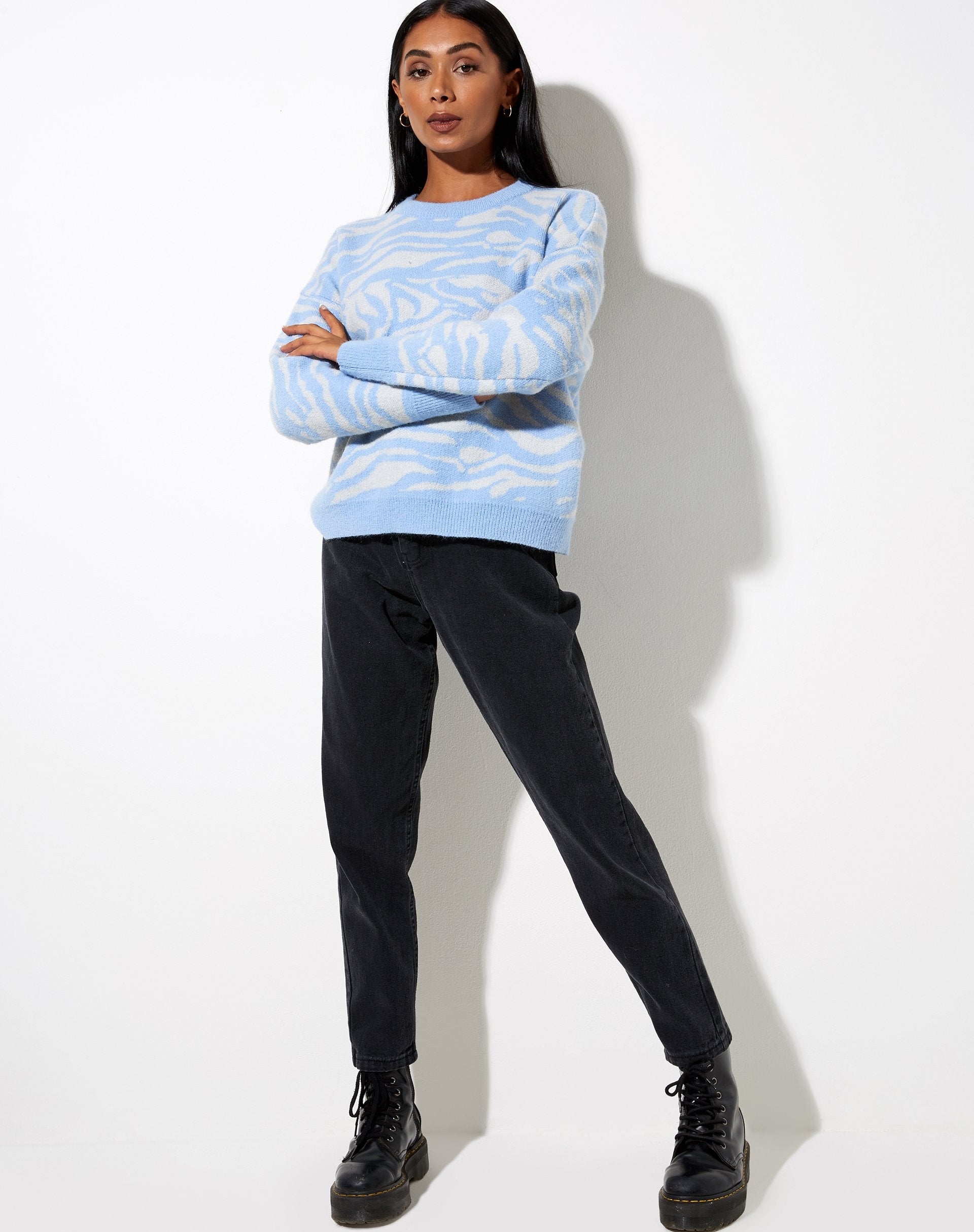 Immagine di Eleni Jumper in Zebra Blu Grigio