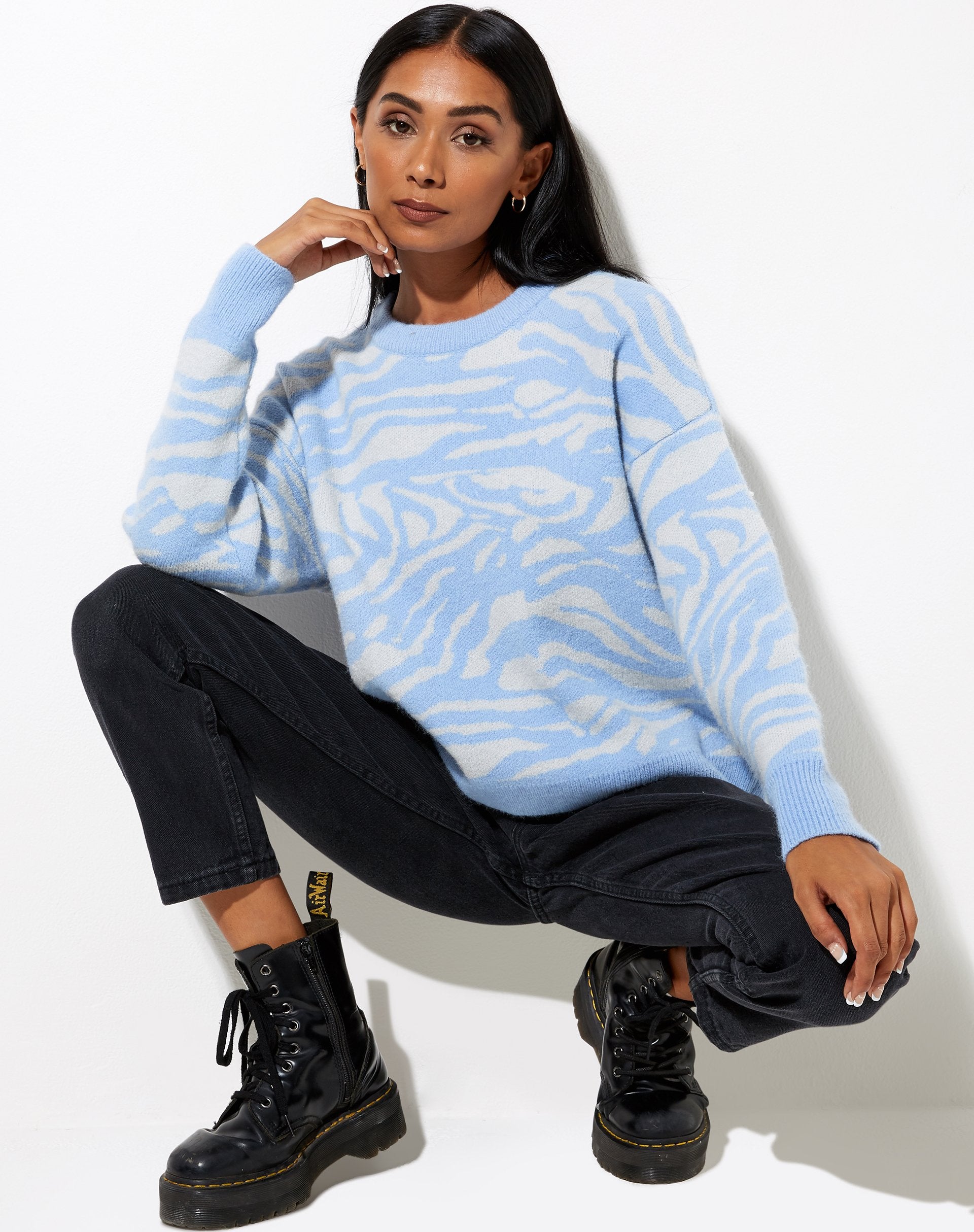 Immagine di Eleni Jumper in Zebra Blu Grigio
