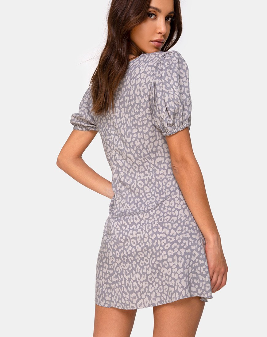 Abito Elfy in grigio Leopard Daze