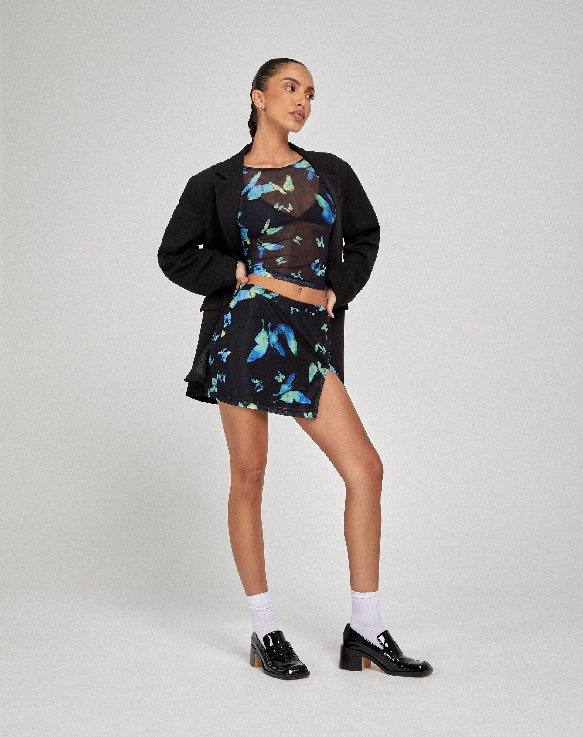 immagine di Pelma Mini Skirt in Butterfly Watercolour Nero