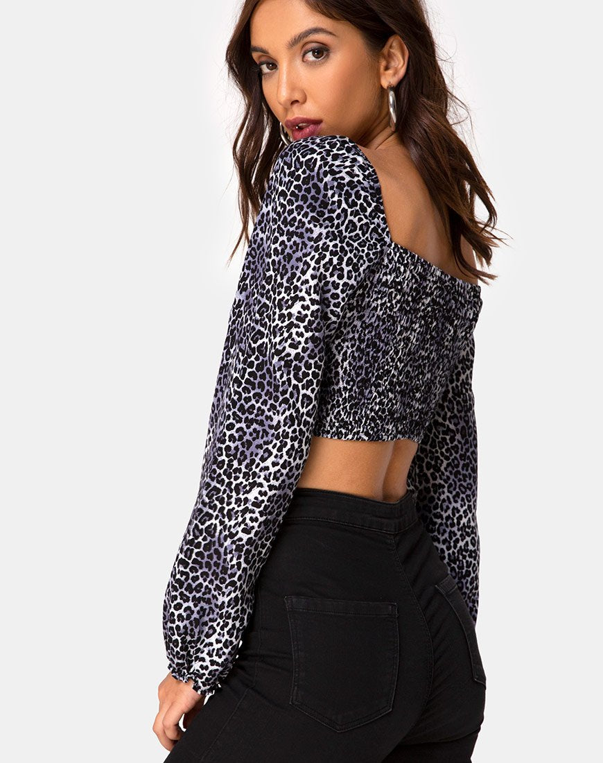 Top Elina in grigio leopardo Rar