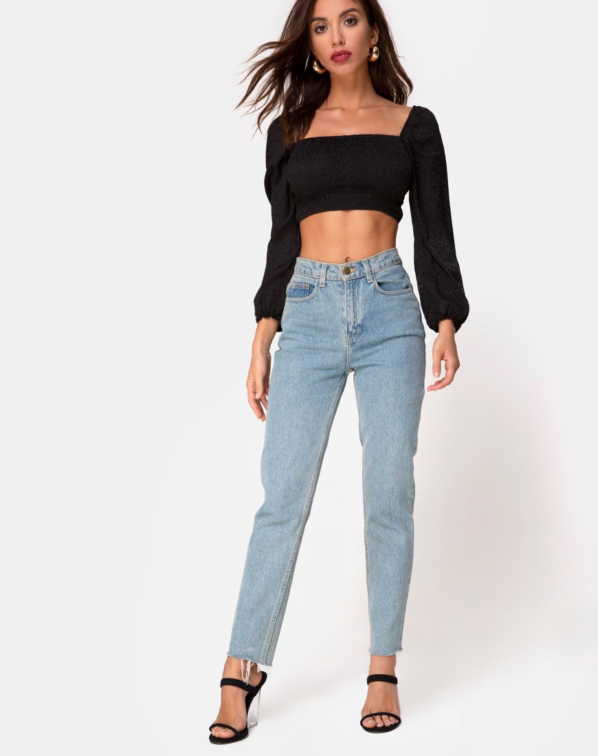 Immagine di Elina Top in raso nero Cheetah