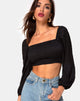 Immagine di Elina Top in raso nero Cheetah