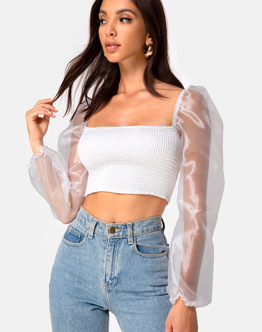 Top Elina in organza crema