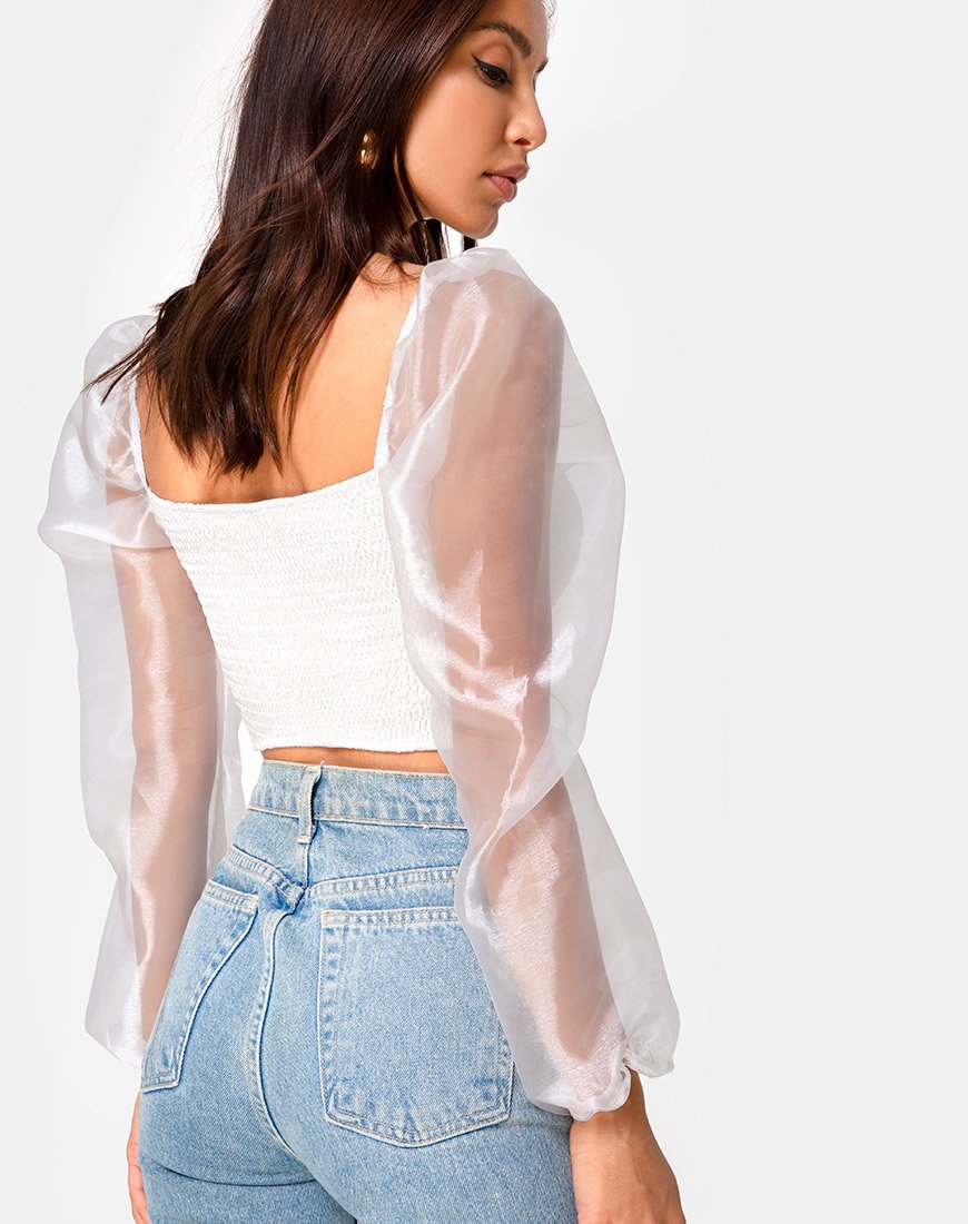 Top Elina in organza crema