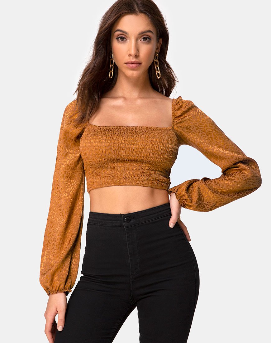 Top Elina in satin ghepardo oro