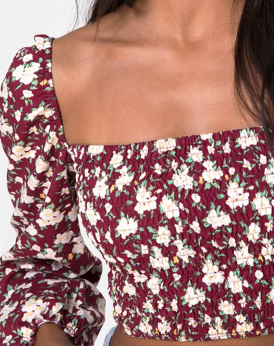 Immagine di Elina Crop Top in Wild Fleur Maroon