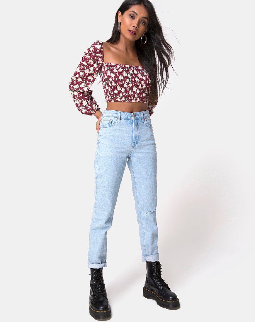 Immagine di Elina Crop Top in Wild Fleur Maroon