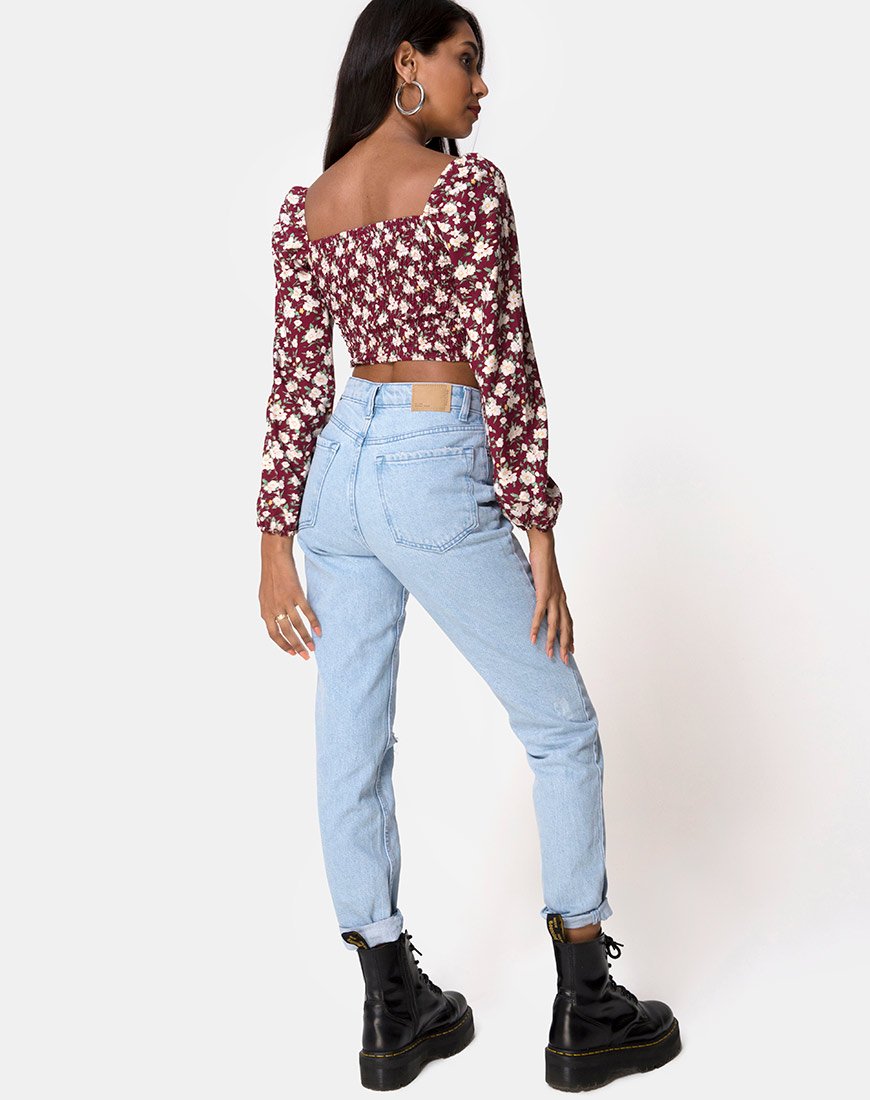 Immagine di Elina Crop Top in Wild Fleur Maroon