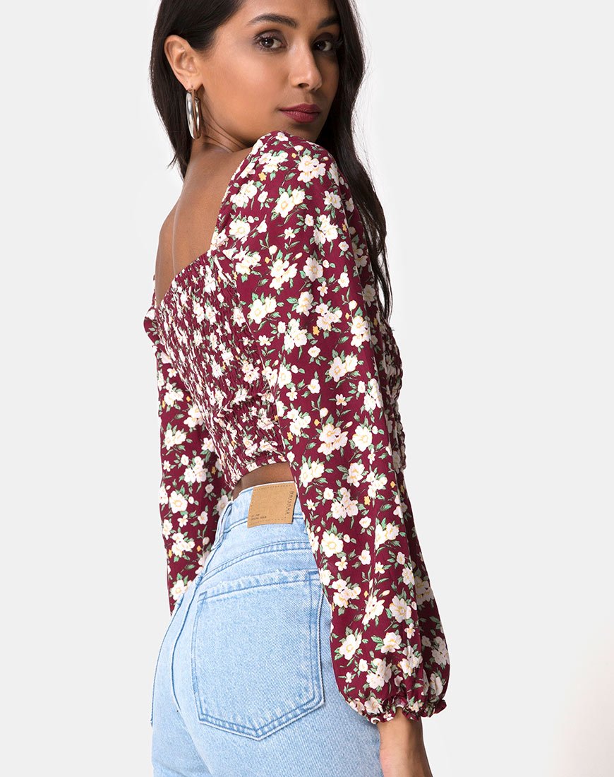 Immagine di Elina Crop Top in Wild Fleur Maroon