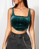 Immagine di Elix Crop Top in velluto verde bosco