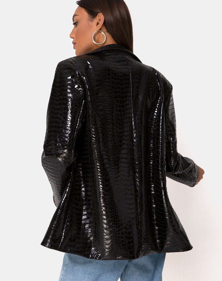 Blazer Elize in Croc PU nero