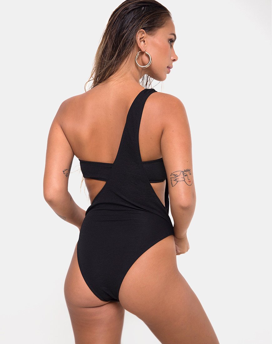 Immagine del costume da bagno Elkin in nero testurizzato