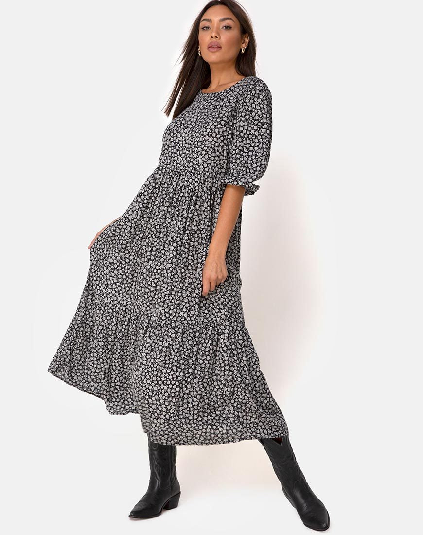 Abito Ellery in Ditsy Rose nero