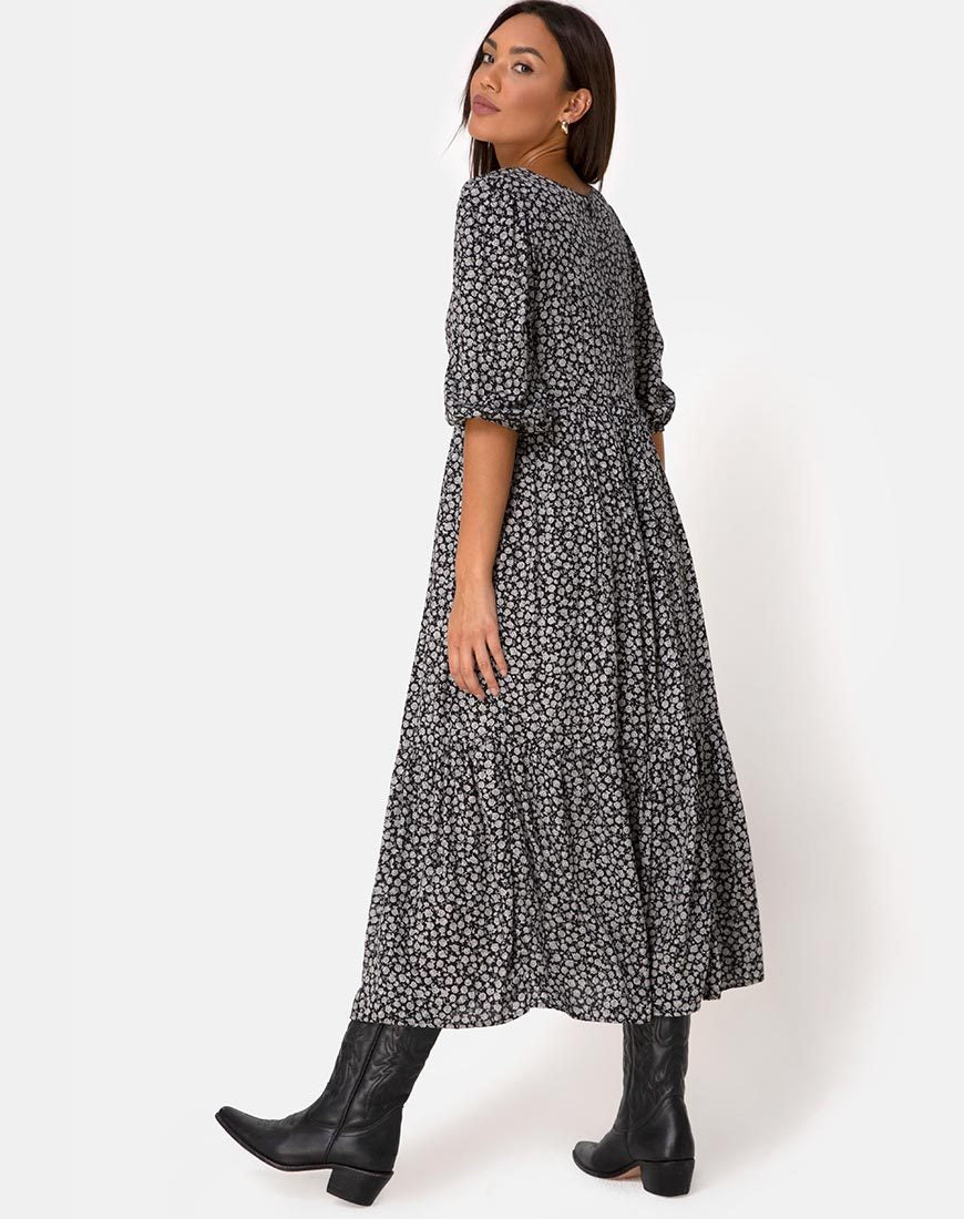 Abito Ellery in Ditsy Rose nero