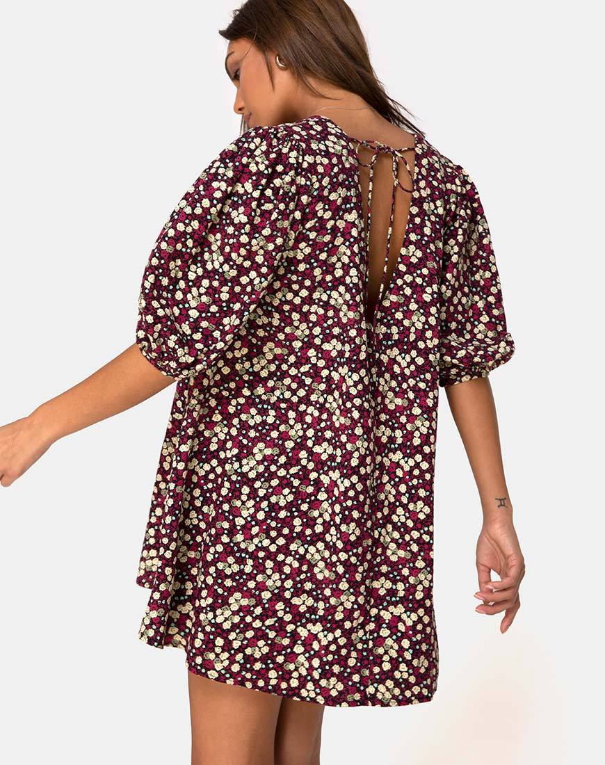 Elna Babydoll Dress in Campo Floreale Prugna