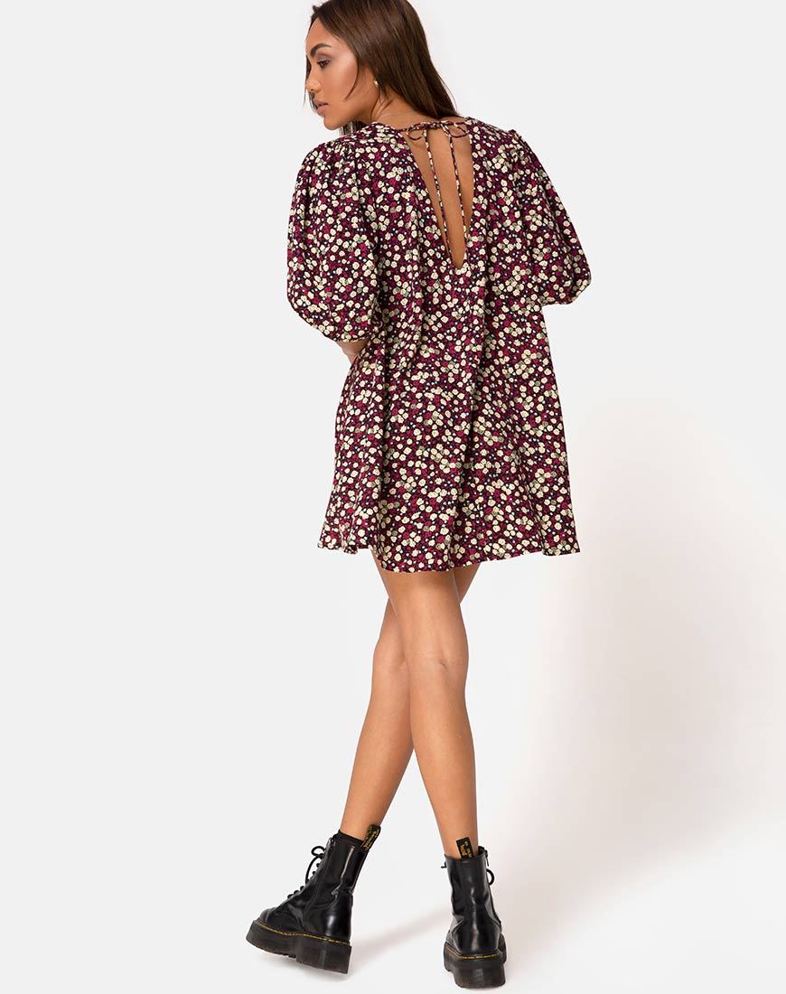 Immagine di Elna Babydoll Dress in Campo Floreale Prugna