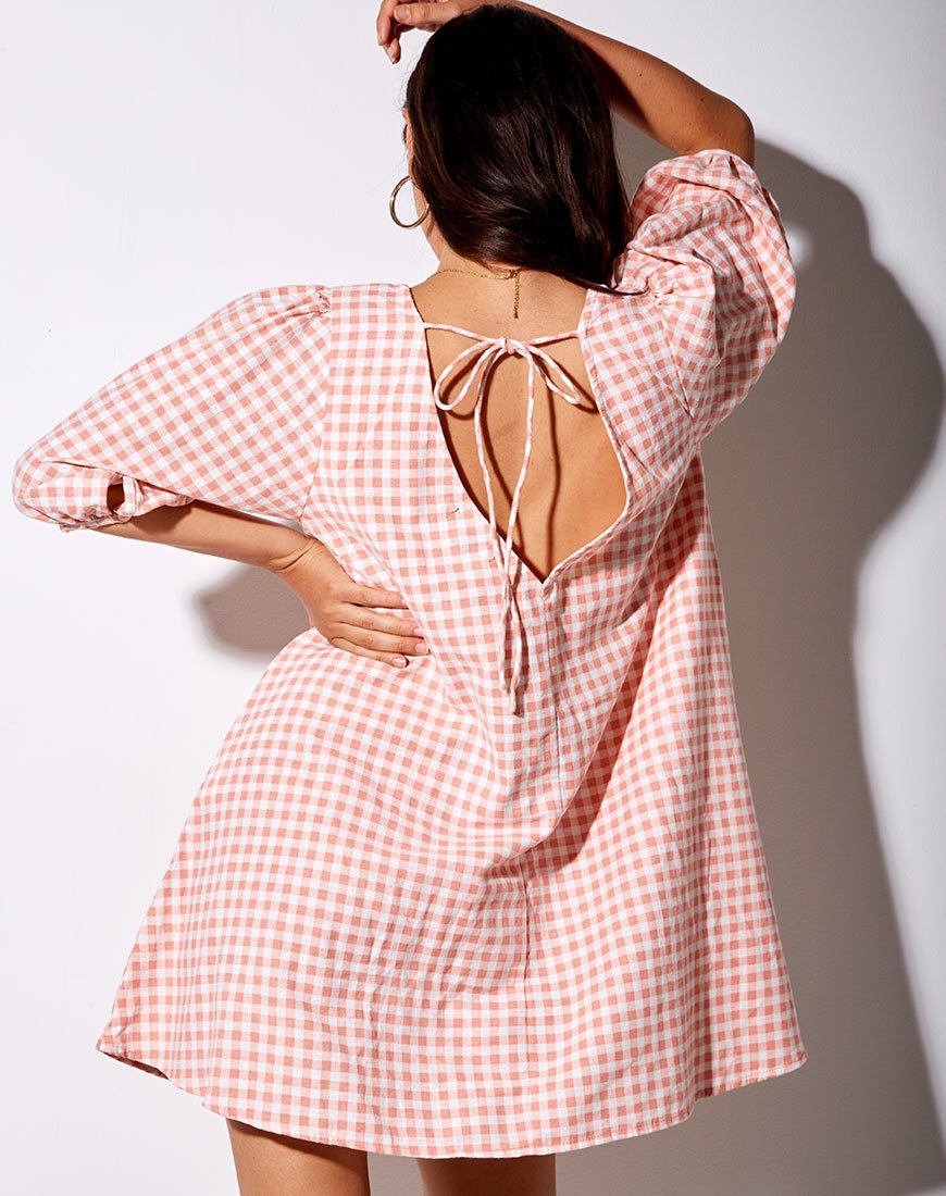 Elna Babydoll Dress in rosa check