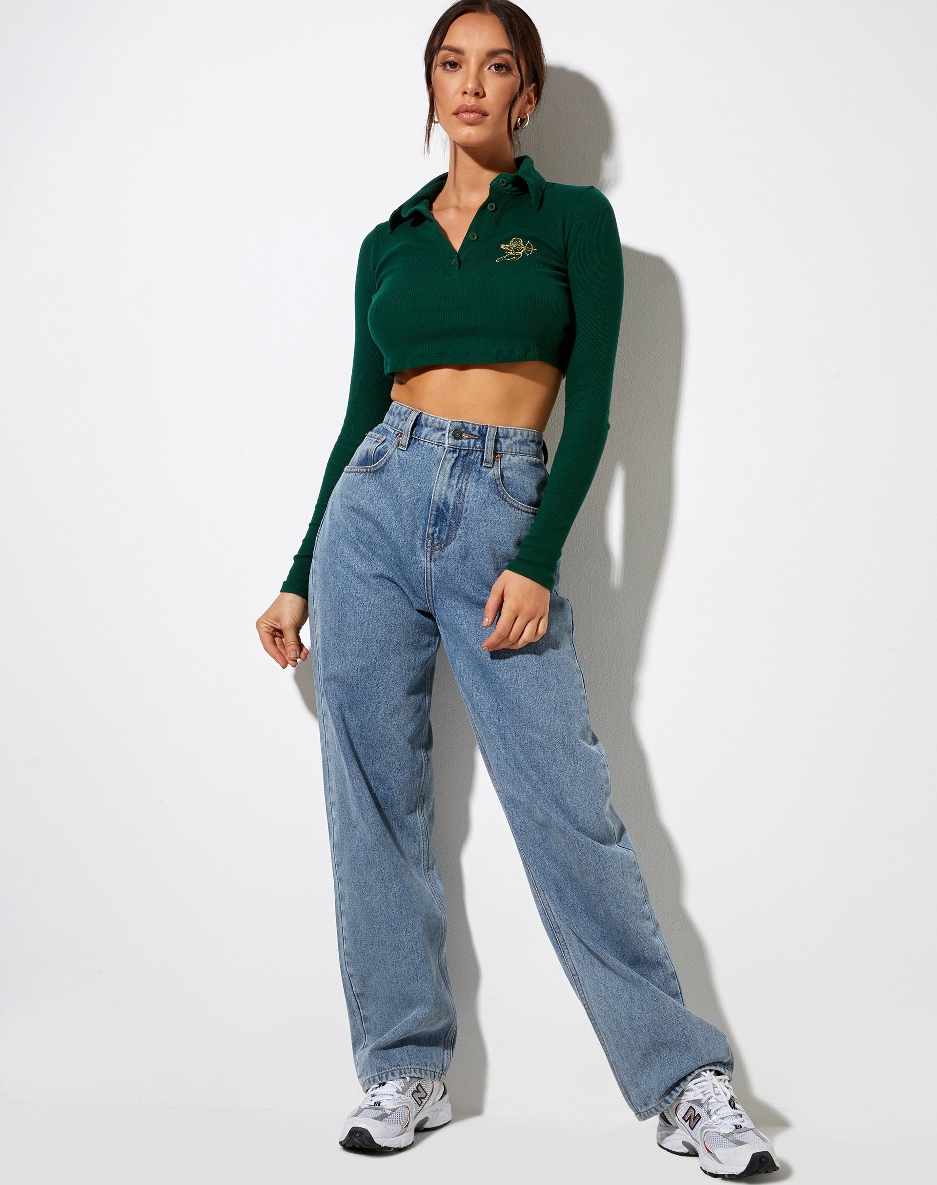Immagine di Elody Crop Top in verde bottiglia Cupido oro Embro