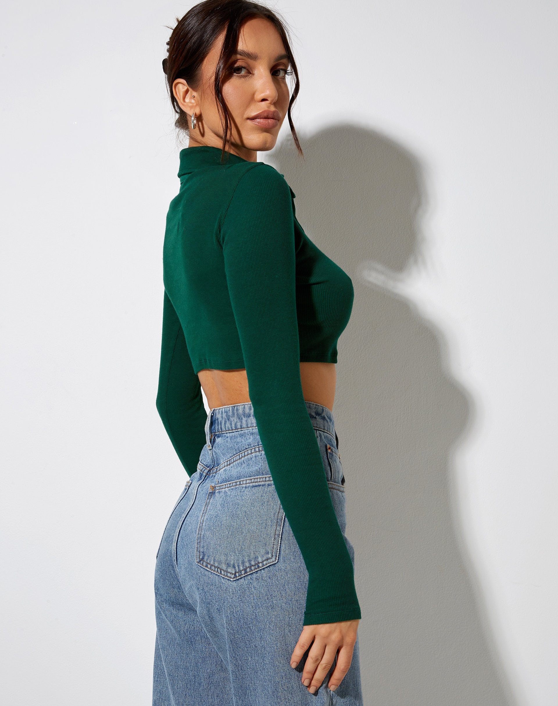 Immagine di Elody Crop Top in verde bottiglia Cupido oro Embro