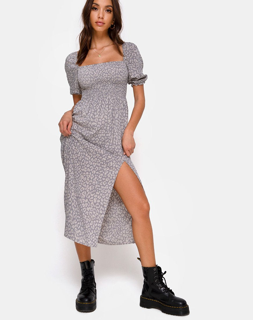 Immagine di Eloya Midi Dress in Leopard Daze Grigio